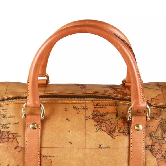 Authentic Alviero Martini Classe world map brown Boston bag - Picture 2 of 16